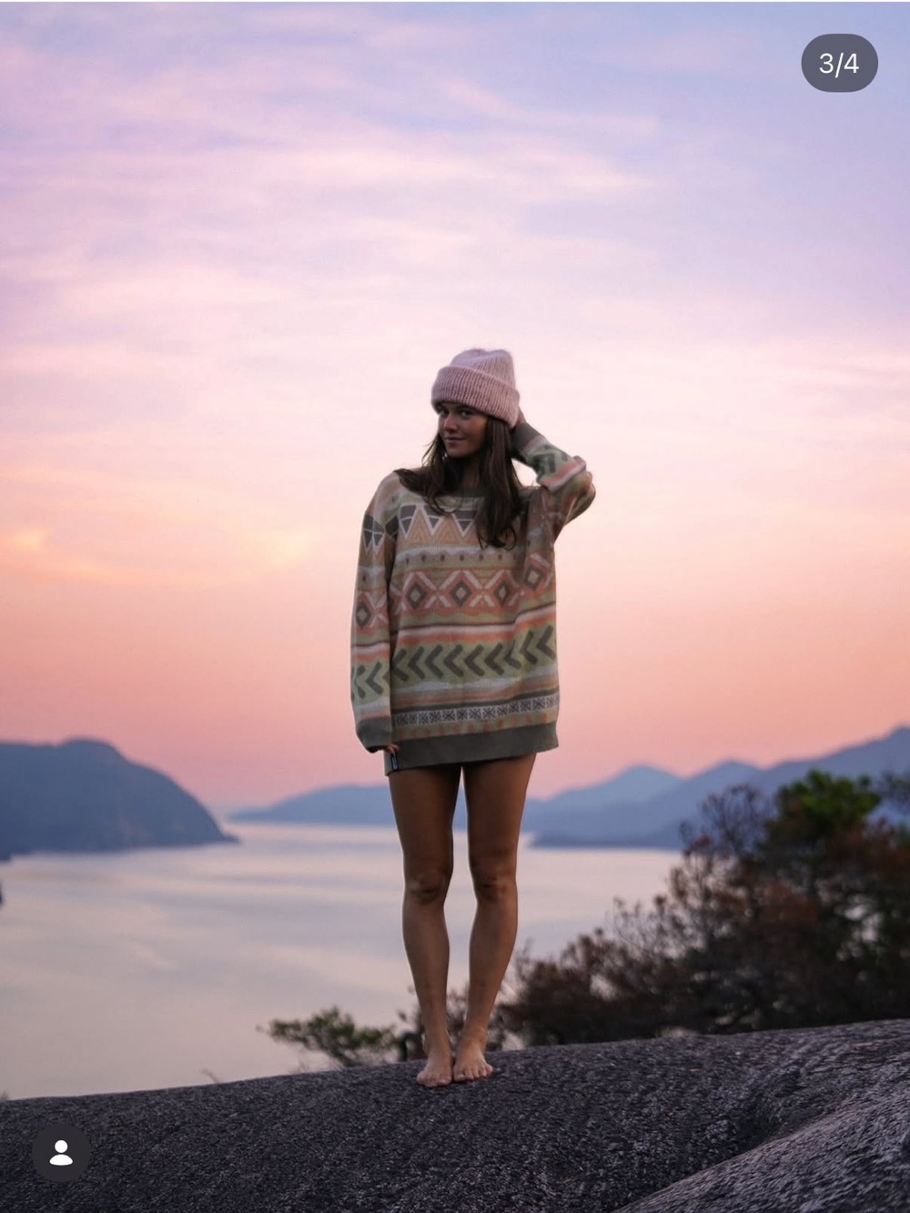 Oversized Geometric Pattern Sweater - Pastel Multi